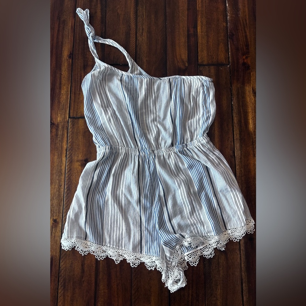 Abercrombie & Fitch Blue and White Striped Romper